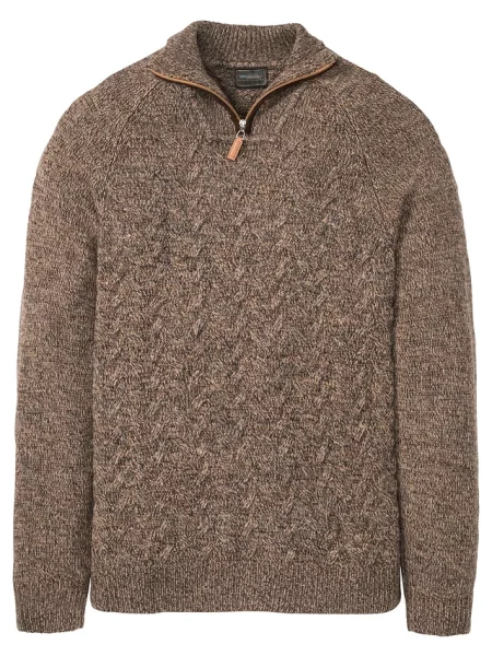 Sweter ze stójką z materiału z domieszką wełny brązowy