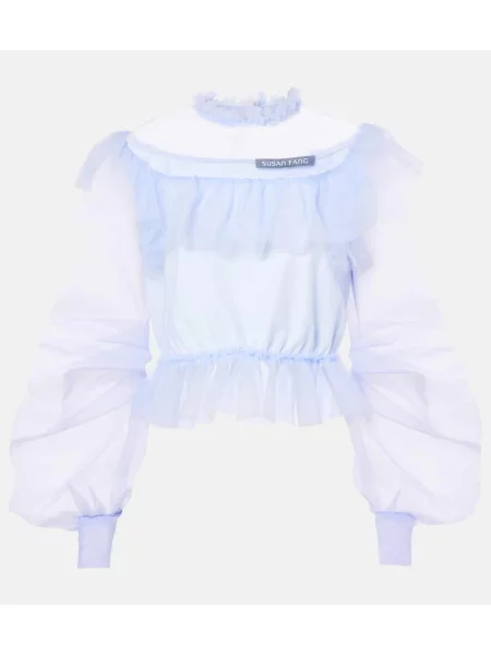Top Susan Fang cu volane din organza violet