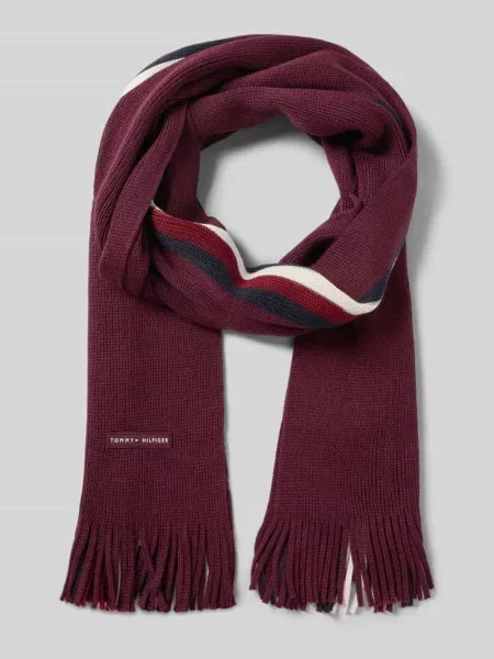 Tommy Hilfiger szalik z dodatkiem wełny gładki bordowy