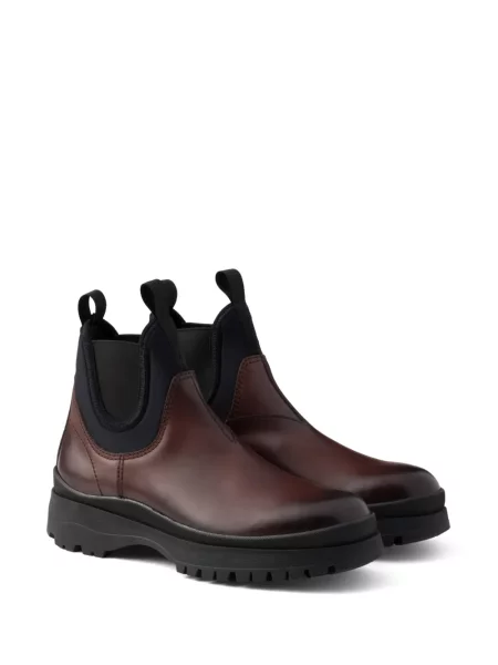 Botine chelsea Prada din piele maro