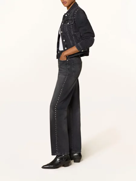 Tommy Jeans Straight Džíny Layla S Nýty denim black černé