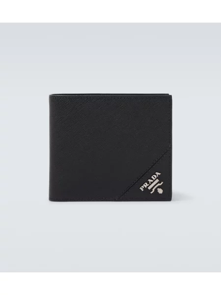 Usnjena denarnica Prada črna