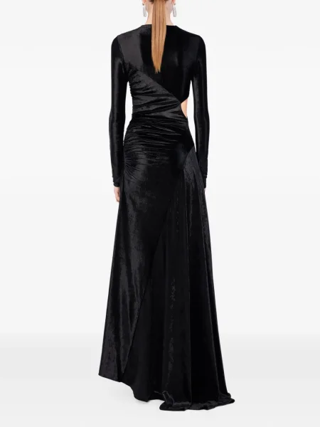 Rochie maxi Rabanne de catifea drapată de costum negru