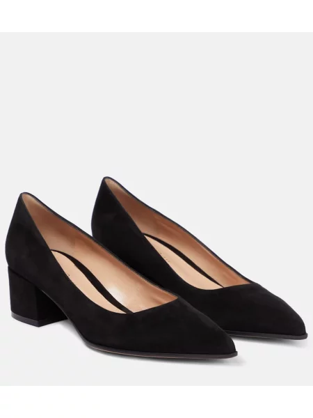 Велурени полуотворени обувки Gianvito Rossi черно