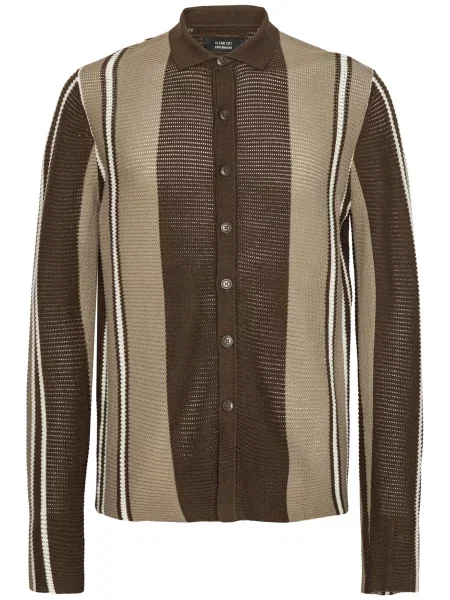 Clean Cut Copenhagen Kardigán Buckley homok / sötét barna fehér