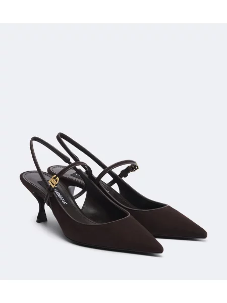 Pantofi cu toc Dolce&gabbana din piele de căprioară slingback maro