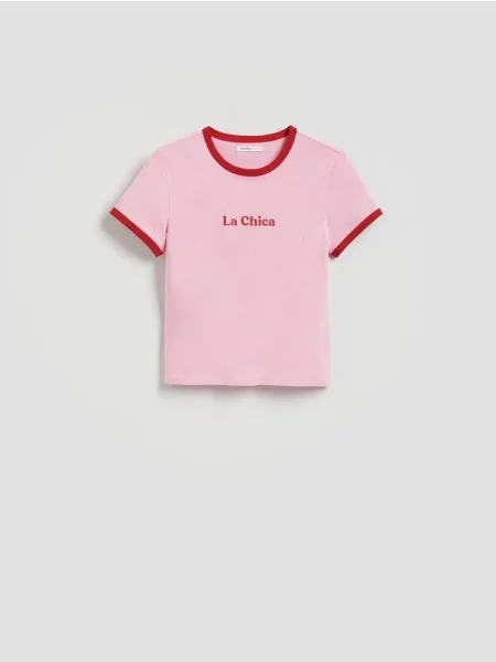 Reserved Tricou cu imprimeu roz