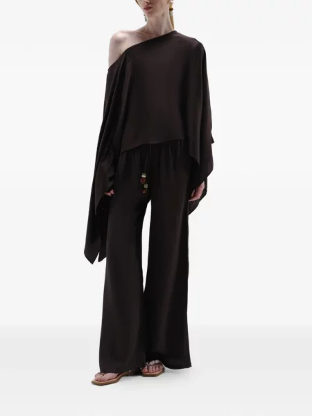 Pantaloni palazzo Baobab cu talie înaltă maro