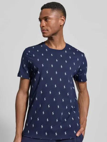 Polo Ralph Lauren t-shirt piżamowy granatowy wzorzysta niebieska