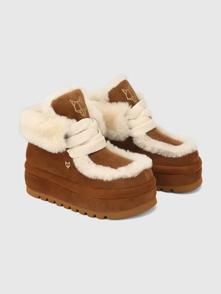 Naked Wolfe cizme de zapada din piele intoarsa Bambi Bambi Suede Shearling Tan bej