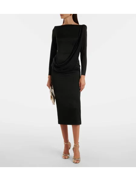 Rochie midi Alex Perry drapată până la genunchi de costum negru