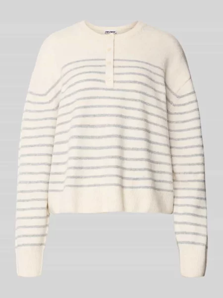 Sweter o kroju relaxed fit w wyglądzie dzianiny Review beżowy