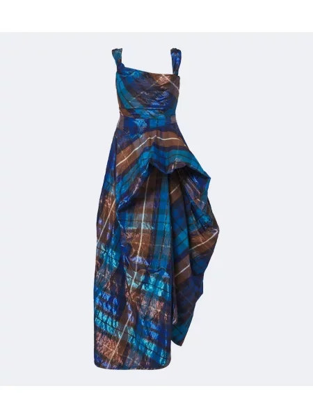 Rochie maxi Vivienne Westwood în carouri drapată