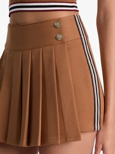 Pantaloni scurți Alice + Olivia cu dungi plisate maro