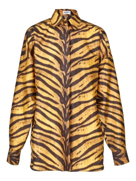 Długa koszula Ferragamo z nadrukiem w tygrysie prążki żółta