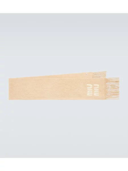 Volneni šal Miu Miu z avtogramom bež