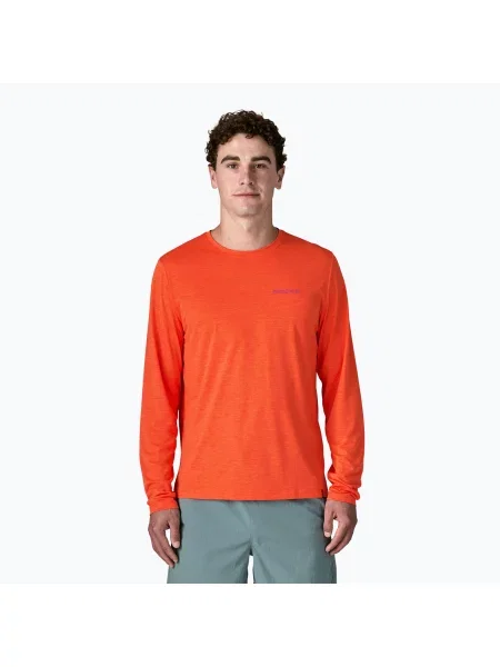 Тениска Patagonia с дълъг ръкав с автограф оранжево