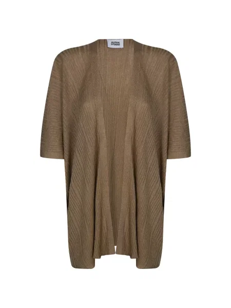 Cardigan Alpha Studio cu nervuri maro