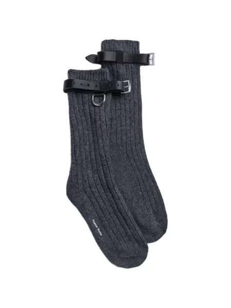 Șosete Simone Rocha din piele cu bretele gri