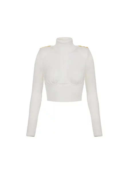 Sweter z golfem Elisabetta Franchi do golfa szary