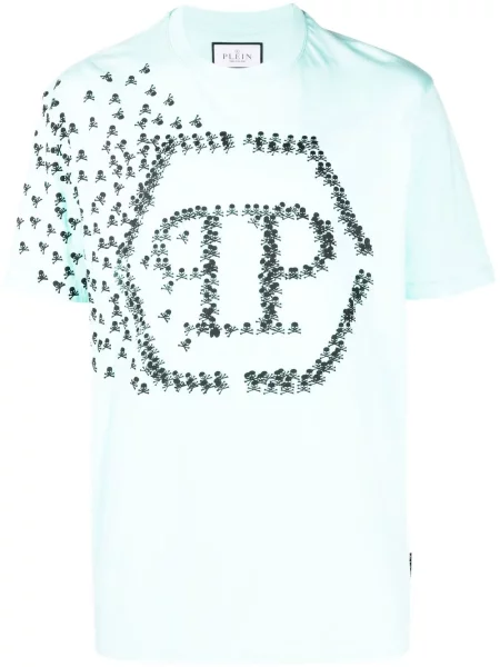 Tricou Philipp Plein cu imagine albastru