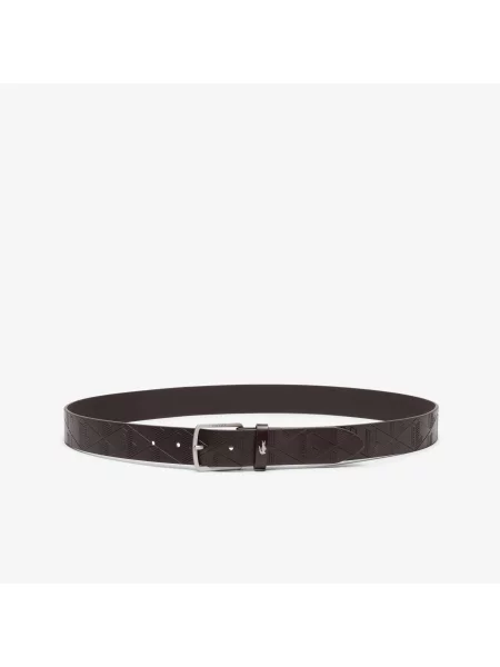 Lacoste Skórzany Pasek Z Monogramem Czerwony czarny