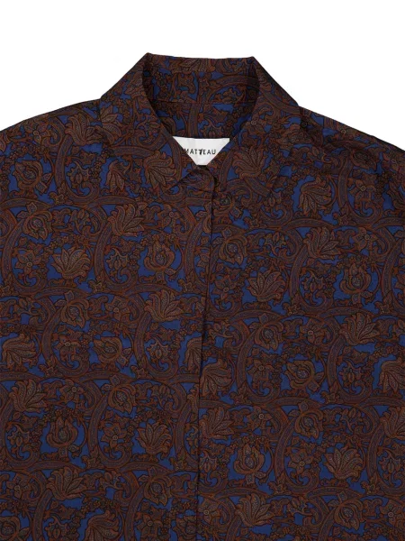 Πουκάμισο Matteau με σχέδιο paisley καφέ