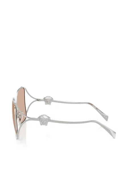 Ochelari de soare Versace Eyewear cu imprimeu geometric cu autograf argintiu