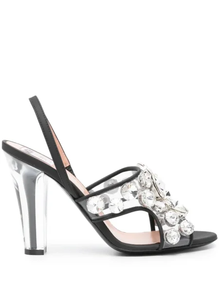 Sandale Moschino din piele de cristal negru