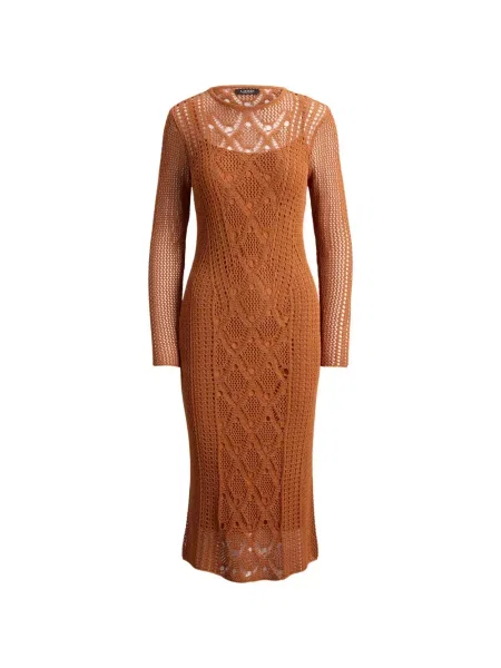 Lung rochie midi Lauren Ralph Lauren tricotate maro
