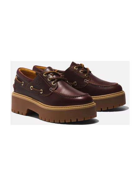 Botki Timberland skórzane na platformie w miejskim stylu brązowe