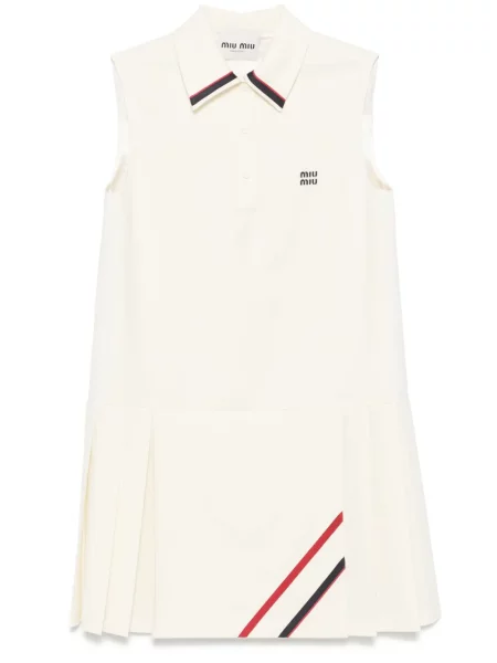 Sukienka koszulowa Miu Miu plisowana garniturowa