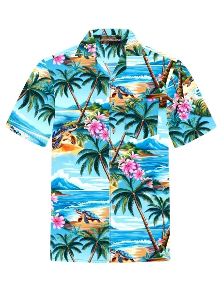 Hawaiihemdshop.de Košulja Hawaiihemd "Turtle Island" akvamarin