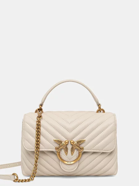 Mała mały torebka skórzana Pinko beżowa