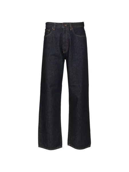 Blugi cu picior larg Emporio Armani cu 5 buzunare albastru