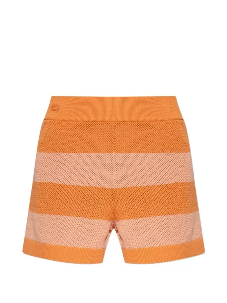 Pantaloni scurți Lacoste cu dungi tricotate portocaliu