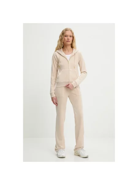 Welurowe spodnie Juicy Couture klasyczne beżowe