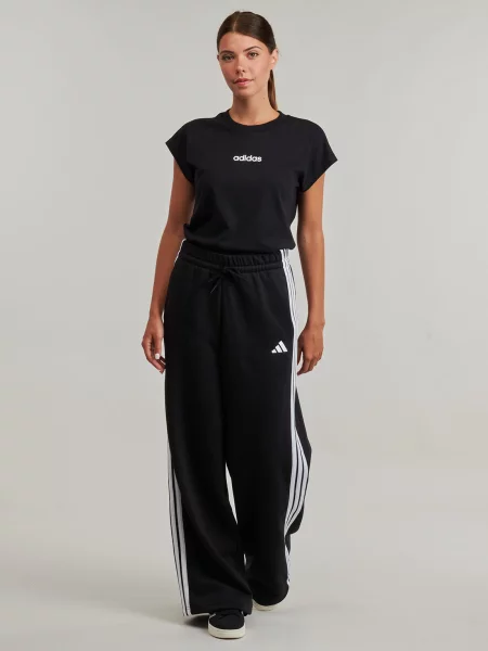 Široká fleecová pruhovaná fleecová mikina Adidas bílá