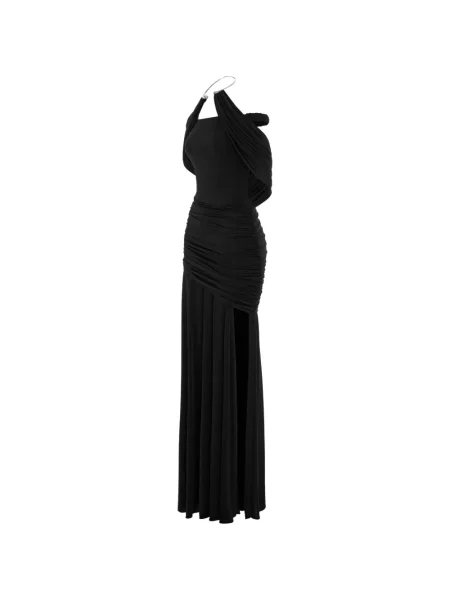 Rochie maxi V:pm Atelier cu volane drapată negru
