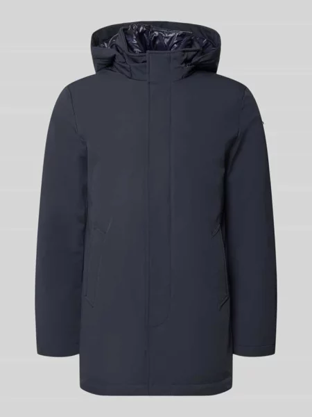 Parka z kapturem i wpuszczanymi Geox granatowa