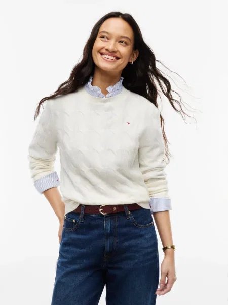 Tommy Hilfiger Sweter Écru biały