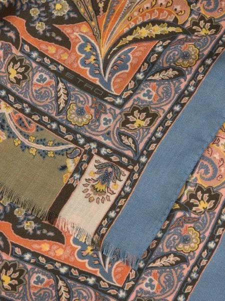 Μεταξωτός κασκόλ Etro με σχέδιο paisley μπλε
