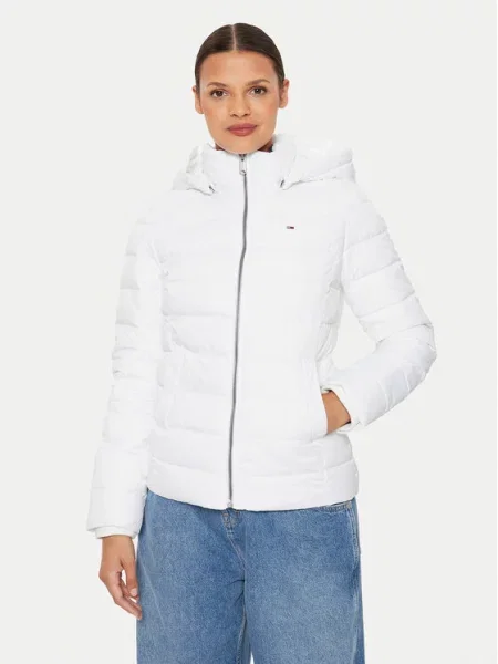 Tommy Jeans Μπουφάν χειμωνιάτικο Basic λευκό