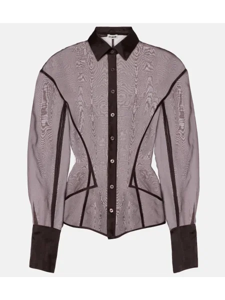 Cămașă Staud de mătase transparente maro