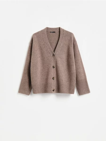 Reserved Cardigan din lână cafeniu
