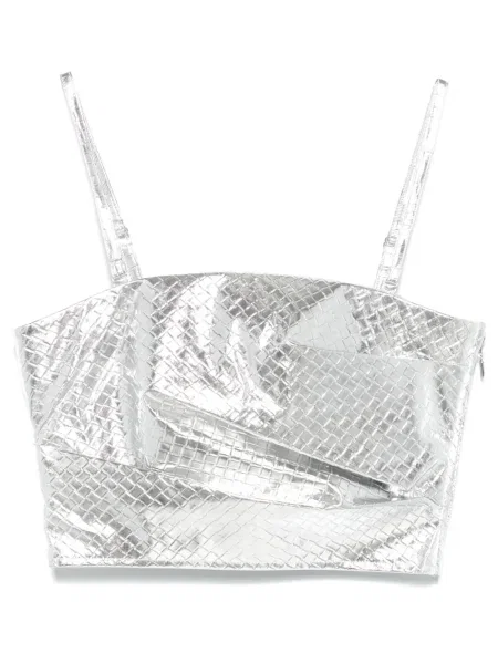 Top Rotate Birger Christensen drapowany srebrny