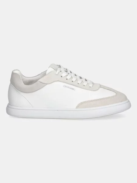 Calvin Klein sneakersy skórzane CUPSOLE LACE UP LTH SUE MIX biały