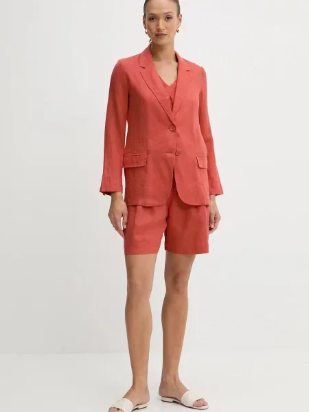 Льняний жакет United Colors of Benetton однобортний однотонна зелений