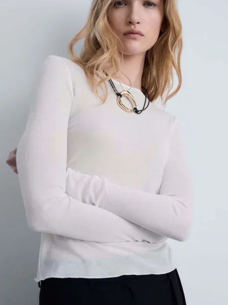 Лонгслів MANGO ліоцелл білий