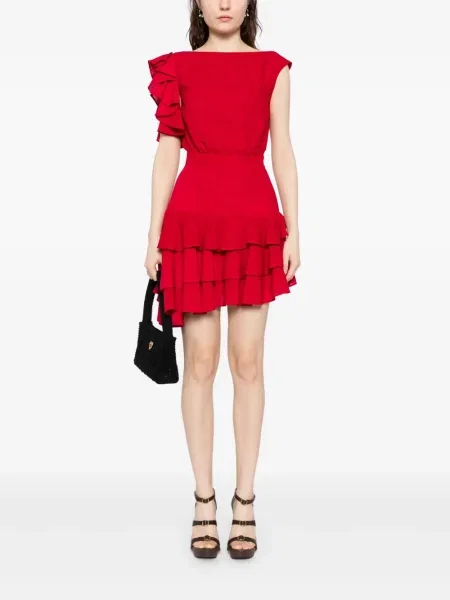 Rochie mini Saiid Kobeisy cu volane scurtă de costum roșu
